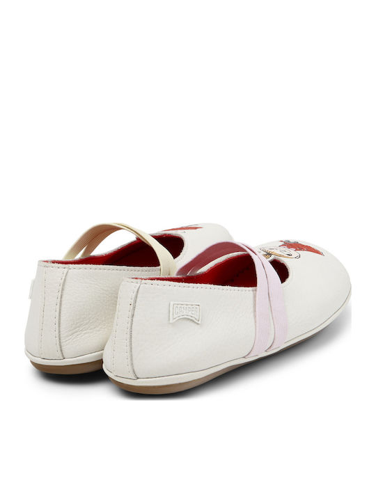 Kids Ballerinas with Hoop & Loop Closure Leather White Nina Nina
