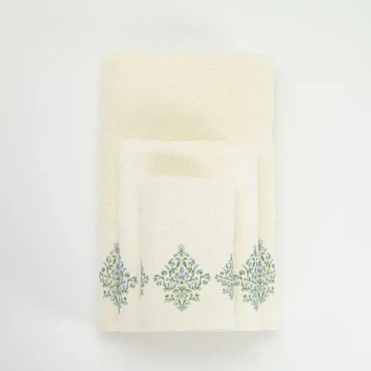 Borea Bath Towels Set 3 pcs Damask White