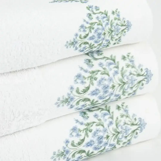 Borea Bath Towels Set of 3 Pieces Damask Ecru