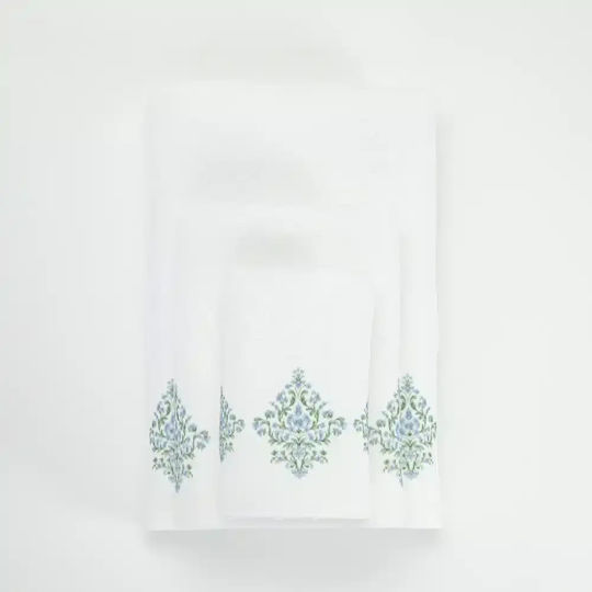 Borea Bath Towels Set of 3 Pieces Damask Ecru