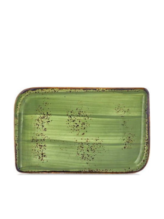 By Bone Rectangular Serving Platter Made of Green Porcelain By Bone Rectangular Serving Platter Made of Green Porcelain