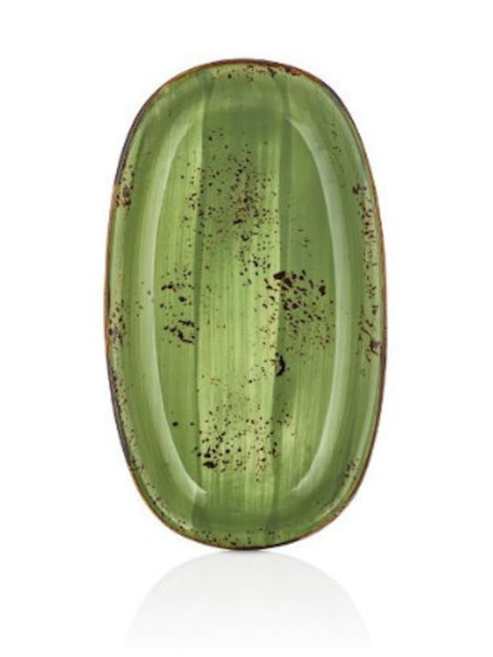 By Bone Oval Serving Platter Made of Green Porcelain By Bone Oval Serving Platter Made of Green Porcelain