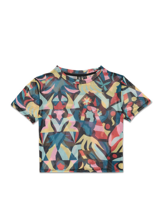 Women's Crop Top Short Sleeve Multicolour Multi