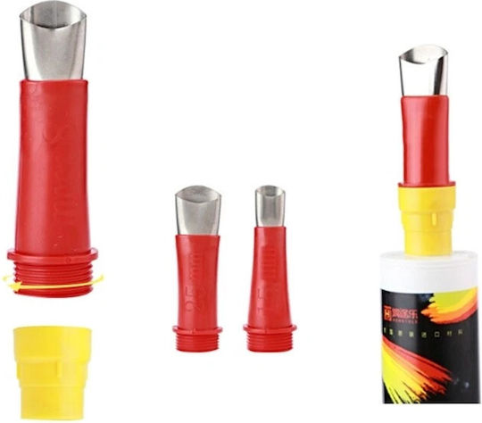 Set 32 Accesorii Pentru Aplicarea Siliconului Neted Duze Universale Zola Diverse Dimensiuni 5-35 Mm Reutilizabile Plastic Oțel Inoxidabil Roșu Galben