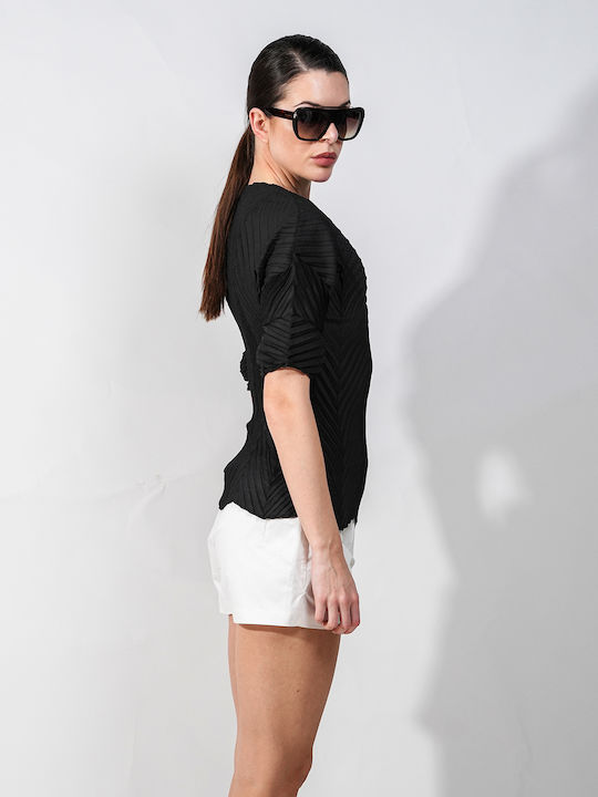 Damen Bluse mit 3/4 Ärmel Schwarze
