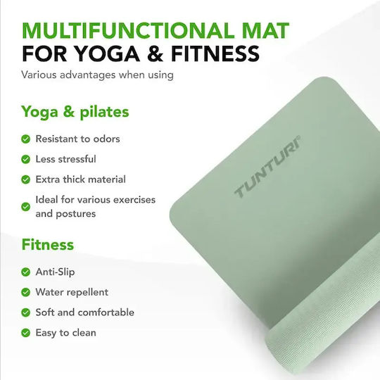 Tunturi Tunturi Trainingsmatte Pilates Grün mit Tragegurt (183x61cm)