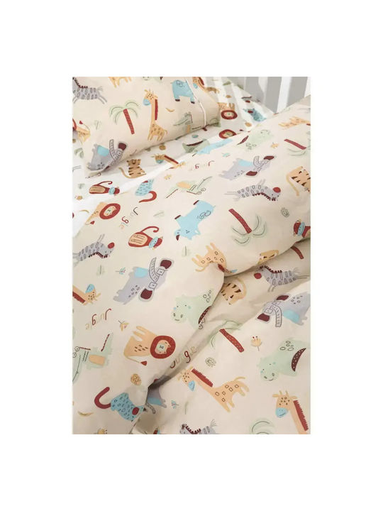 Guy Laroche Set Lenjerii De Pat Pentru Pătuț Bumbac Jungle Bej 115x170cm 3 Bucăți