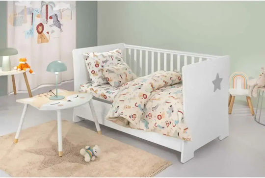 Guy Laroche Set Baby Sheets Crib Cotton Jungle Beige 115x170cm 3pcs