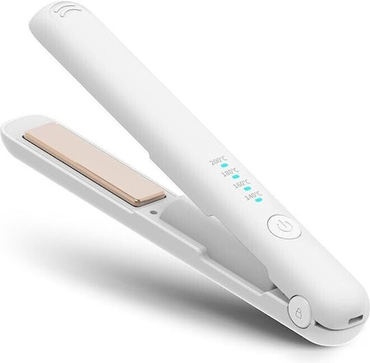 Placă de Îndreptat Părul Wireless Alista Home Adaptor Tip C 5V Tensiune Capacitate Baterie 3000 mAh Îndreptare Ondulare 4 Niveluri de Temperatură 21.8 X 3.1 X 3.4.1 Cm Albă