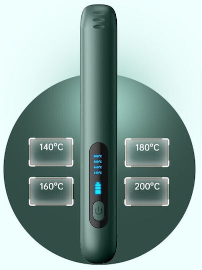 Placă De Îndreptat Părul Wireless Alista Home Adaptor Tip C 4 Niveluri De Temperatură Tensiune 5v Capacitate Baterie 5000 Mah Îndreptare Ondulare 23.5x3.3x4.5 Cm Verde