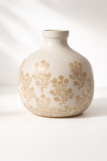 Kaemingk Ceramic Beige Vase 19x19xH21.5cm