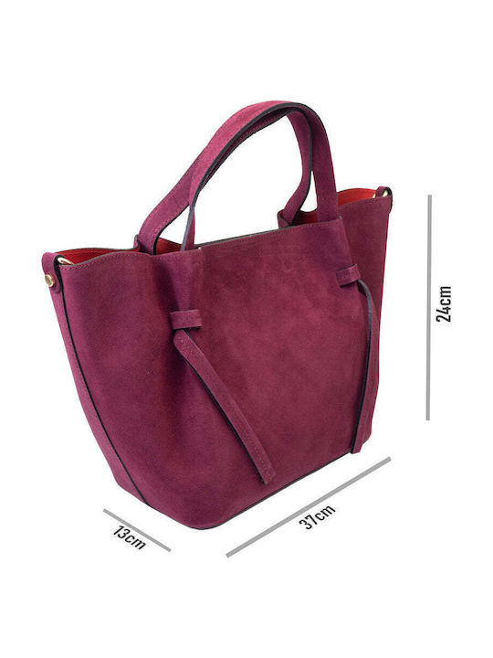 Geantă de Mână din Piele pentru Femei Suede Plum