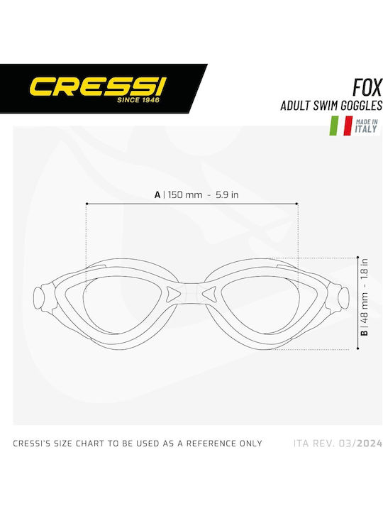 CressiSub Fox Γυαλιά Κολύμβησης Ενηλίκων με Αντιθαμβωτικούς Φακούς Μαύρα