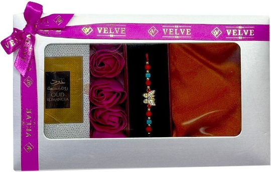 Set Lady Pentru Femei Apă De Parfum Arabic Oud Romance 50 Ml Săpun Trandafiri Eșarfă Pentru Femei Brățară Șnur Fucsia