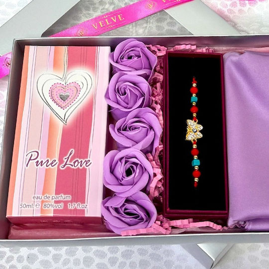 Pachet Lady Parfum Arabian Pure Love Eau De Parfum Pentru Femei 50 Ml Săpun Trandafiri Eșarfă Pentru Femei Brățară Șnur Lila