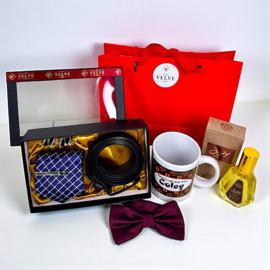Set Gentleman Pachet Cel Mai Bun Coleg Set Cravată Ac Pin Butoni Curea Cană Personalizată Papion Parfum În Geantă Cadou