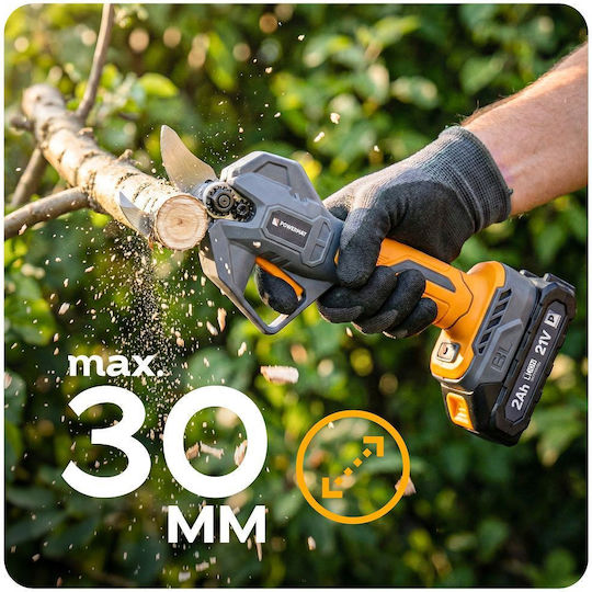 Powermat Battery Pruner Brushless 21V 2x2Ah with Maximum Cutting Diameter 30mm in Carrying Case