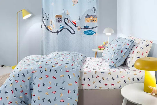 Guy Laroche Set Kinderbettlaken Baumwollroadtrip Himmel 165x250cm 3 Stück