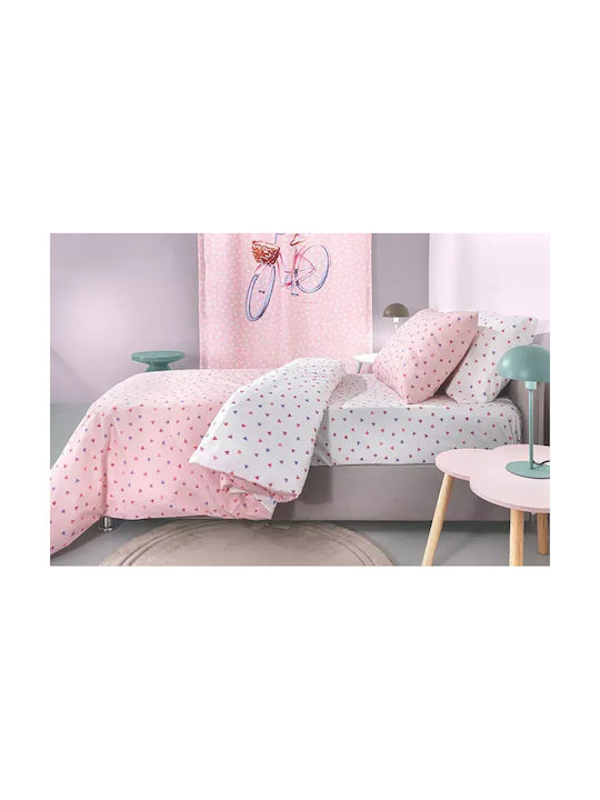 Guy Laroche Set Kids Sheets Cotton Amore Amore Pink 165x250cm 3 Pieces