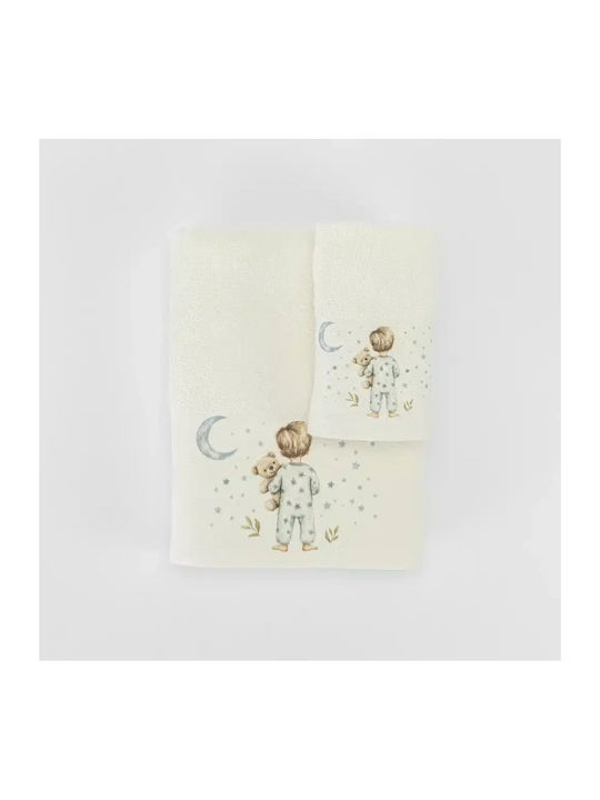 Borea Set De Prosoape Pentru Bebeluşi 2 Piese Goodnight Ecru-Petrol 30x50cm