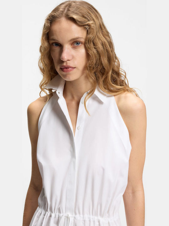 Summer Midi Sleeveless Dress White