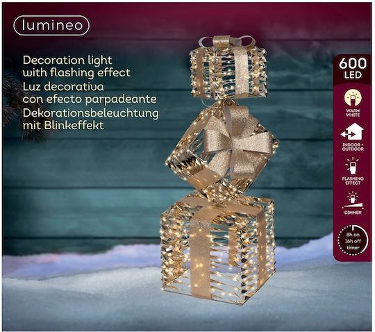 Christmas Illuminated Decorative Gift Led Metal Gold 73cm Lumineo 490419 00054747