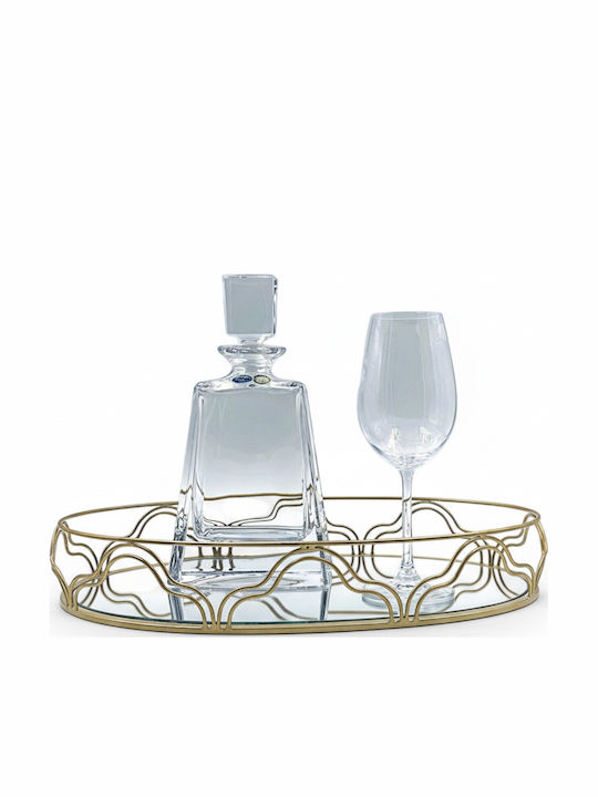 Domumart Wedding Tray Metallic Glass with Mirror Gold