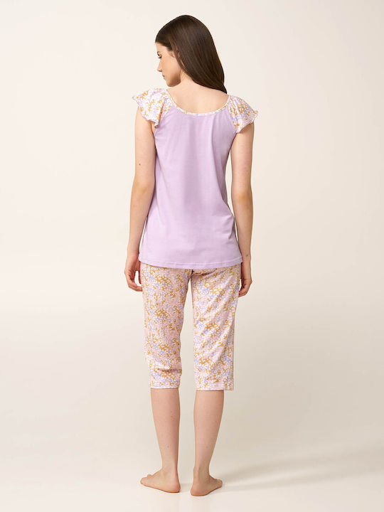 Vamp Summer Women's Pyjama Set Cotton Lilla Pastel
