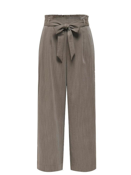 Women's High Rise Fabric Flared Trousers in Paperbag Fit Cigar