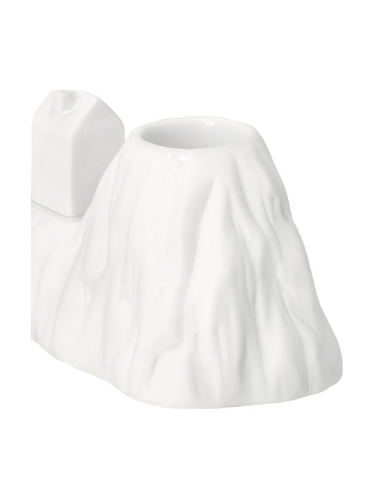Raeder Mountain Air Porcelain Candle Holder In White Colour 9.5x5.4x5.5cm
