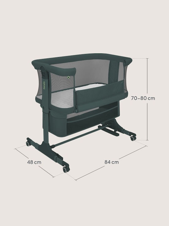 Lionelo Cradle Jodie with Mattress Side Opening and Wheels Green