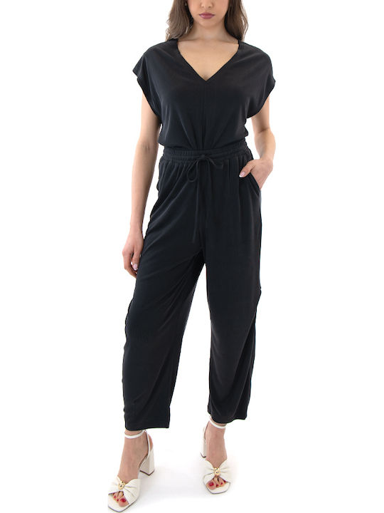 Women's Sleeveless Blouse with V-Neckline Black
