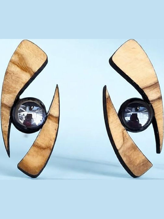 Olive Gold Plated Steel Stud Earrings Beige