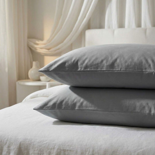 Marwa Pillowcase Set with Envelope Cover 015 Grey 50x70cm.