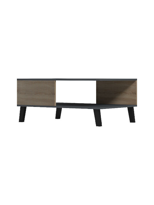 Rectangular Central Coffee Table Tuscany from Solid Wood with Lifting Mechanism Anthracite W83xL54xH34cm