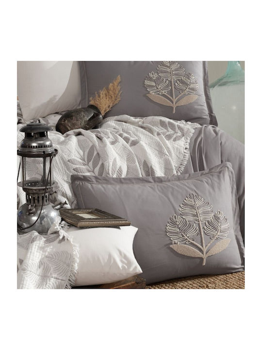 Clasy Home Set Huse Pentru Pilote 100% Bumbac 200x220cm Dublu Cu 4 Fete De Pernă & 1 Cearceaf Gri