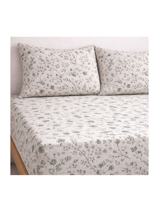 My Home Luxury Grezzena Super-Double Bed Sheet Set with Rubber Hugger 160x200cm Green