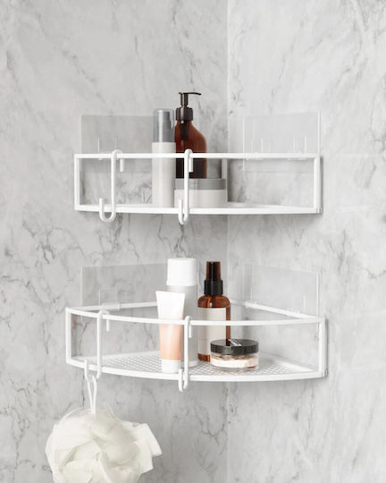 Umbra Cubiko Corner Wall Mounted Bathroom Shelf Metallic White