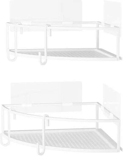 Umbra Cubiko Corner Wall Mounted Bathroom Shelf Metallic White