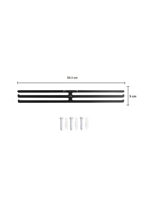 Agățătoare De Perete Metalică Cu 4 Compartimente Neagră 35.5x5cm
