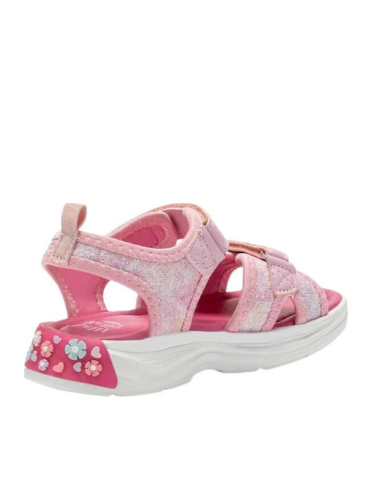 Kids' Anatomic Sandals with Hoop & Loop Closure and Lights Pink