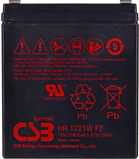 CSB Baterie UPS cu Capacitate de 5.3Ah și Tensiune de 12V HR1221WF2 1 Bucată