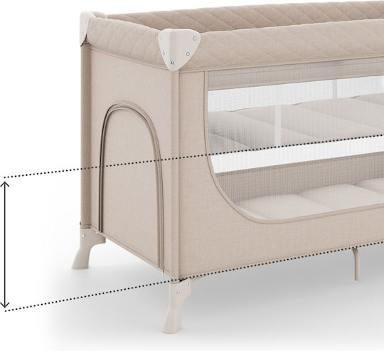 Kinderkraft Leody Кошара За Игра 2 Нива С Матрак Бежова 126x76см