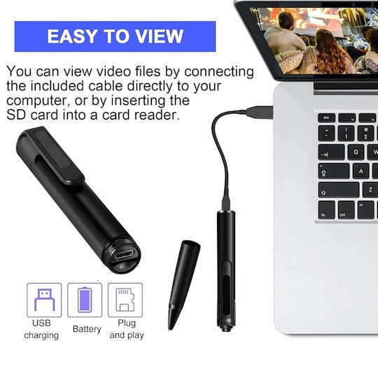 Cameră Ascunsă Stilou Full HD Iuni W9 Pro 64GB Înregistrare Video-Audio Fotografii