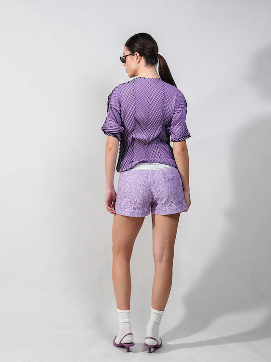 Damen Bluse mit 3/4 Ärmel Lila