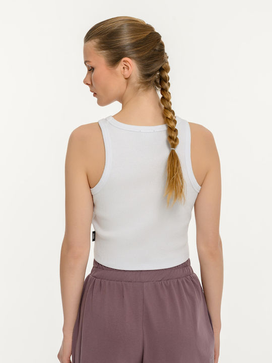 Γυναικείο Αθλητικό Crop Top Αμάνικο Λευκο