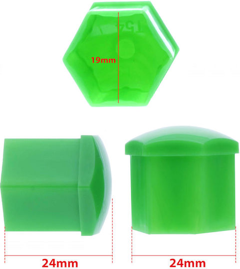 Extremo Tuning 19 Mm Green Bolt Caps Wheel Protection Set 20 Pieces