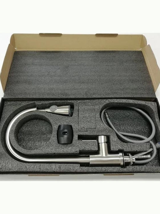 Kitchen Counter Faucet with Pull-Out Spray Silver