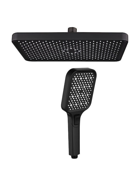 Shower Column with Bathtub Mixer 31cm Black