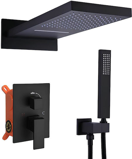 Set Mixer Telefon Și Cap De Duș Încorporat Pentru Duș Negru
